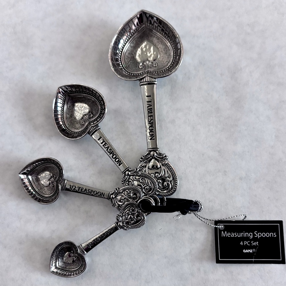 GANZ Silver Heart-Shaped Measuring Spoon Set